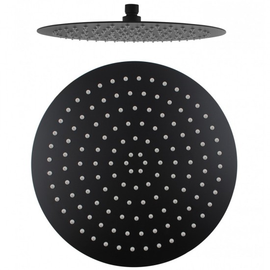 300mm 12 inch Stainless steel Super-slim Round Nero Black Rainfall Shower Head 